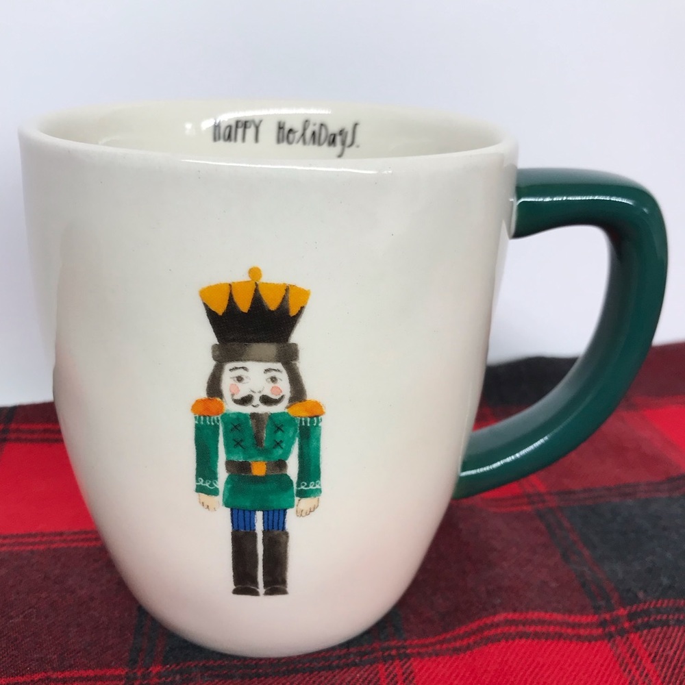 Rae Dunn green nutcracker mug happy holidays